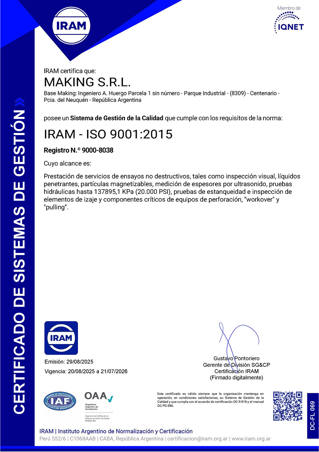 Making-SRL-Certificado-9001-IRAM-29-08-2025
